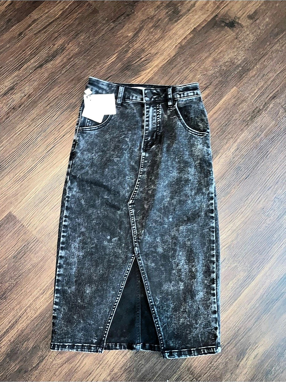 by Egreis women’s Midi Denim Skirt in Black Size XS NWT